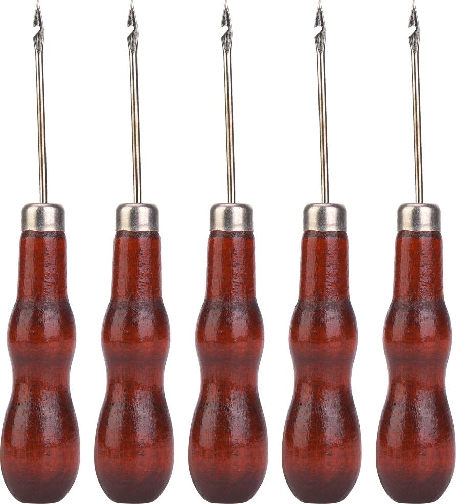 Gistuch 5pcs Holzgriff Awl Hole Punch Nähstichwerkzeugschuh Reparaturhäkchen Haken