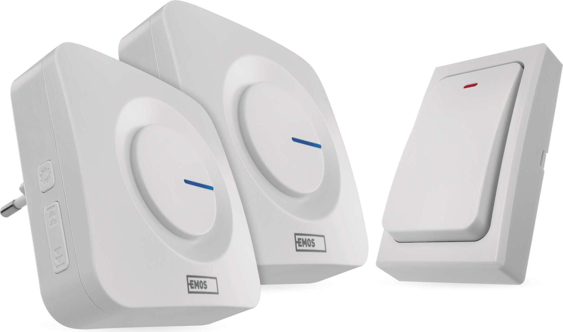 EMOS P5763R Campanello Wireless Ripetitore Sostitutivo Per P5760/P5763, Portata Illimitata, Batteria, 85 DB, 16 Melodie, LED, Senza Pulsante