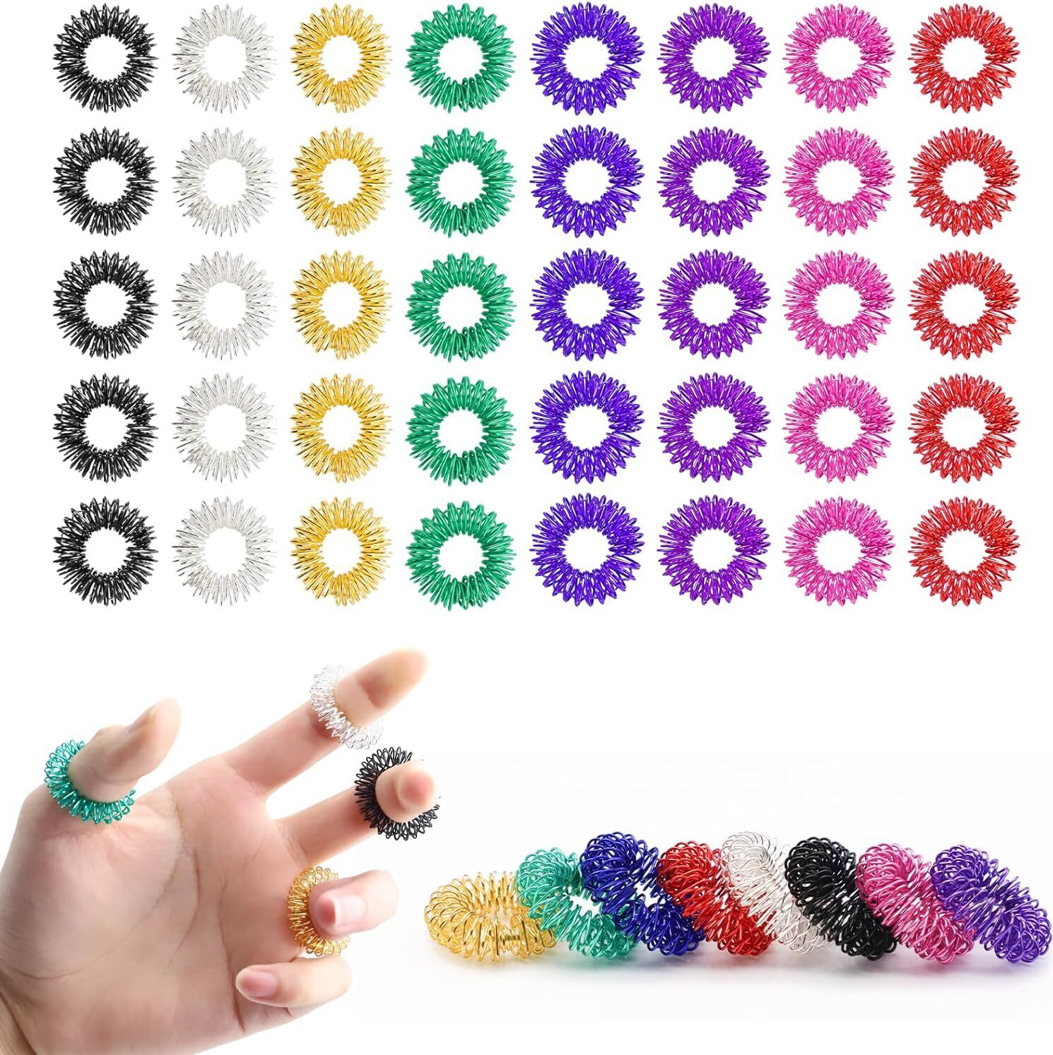 BundiGlassware Akupressur Ring, 40 Stück Massageringe für Finger, Finger Massageringes für Bessere Durchblutung und Linderung von Gelenkschmerzen ZYQ-20240805-KA5TZ5