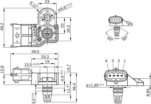 Luftdrucksensor, Höhenanpassung BOSCH 0 261 230 280