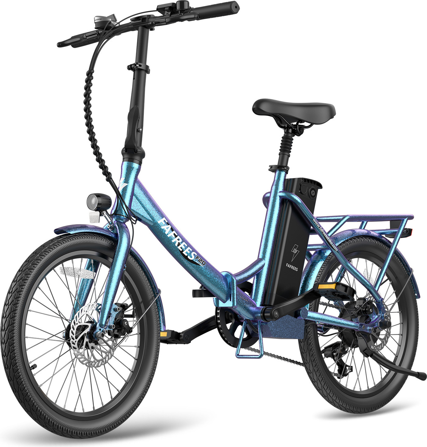 Fafrees Skladací elektrický bicykel F20 trvajúci 250W 36V 18,2Ah 20 palcový F20 trvajúci LCD Citybike Modrá zelená