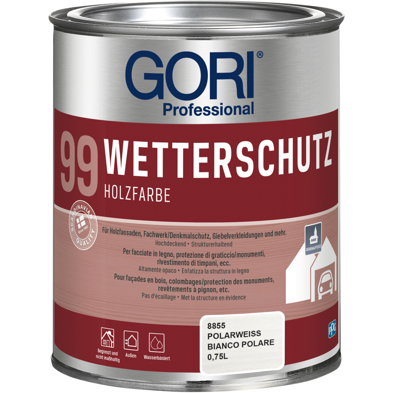 PPG Coatings Gori 99 0,75L Holzfassadenfarbe Holz Fassadenfarbe polarweiss