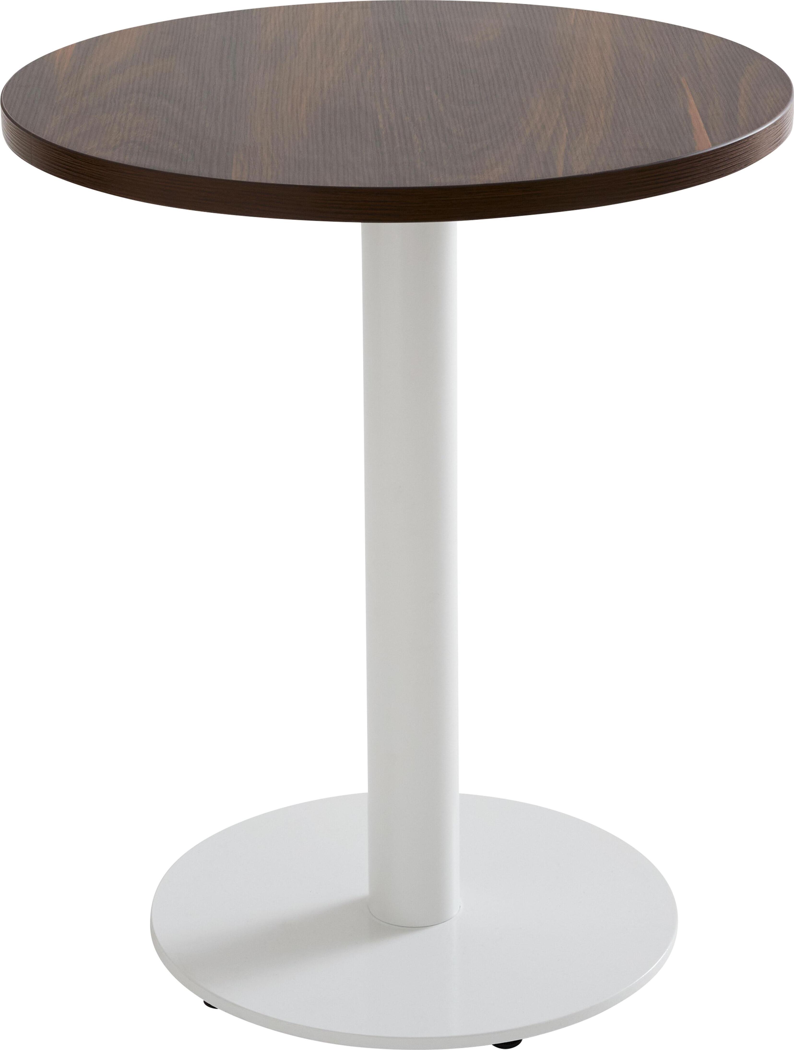 Runder Esstisch 60 cm mit weißem Fuß und dunkler Holzverkleidung - Oviala Rivoli 113155