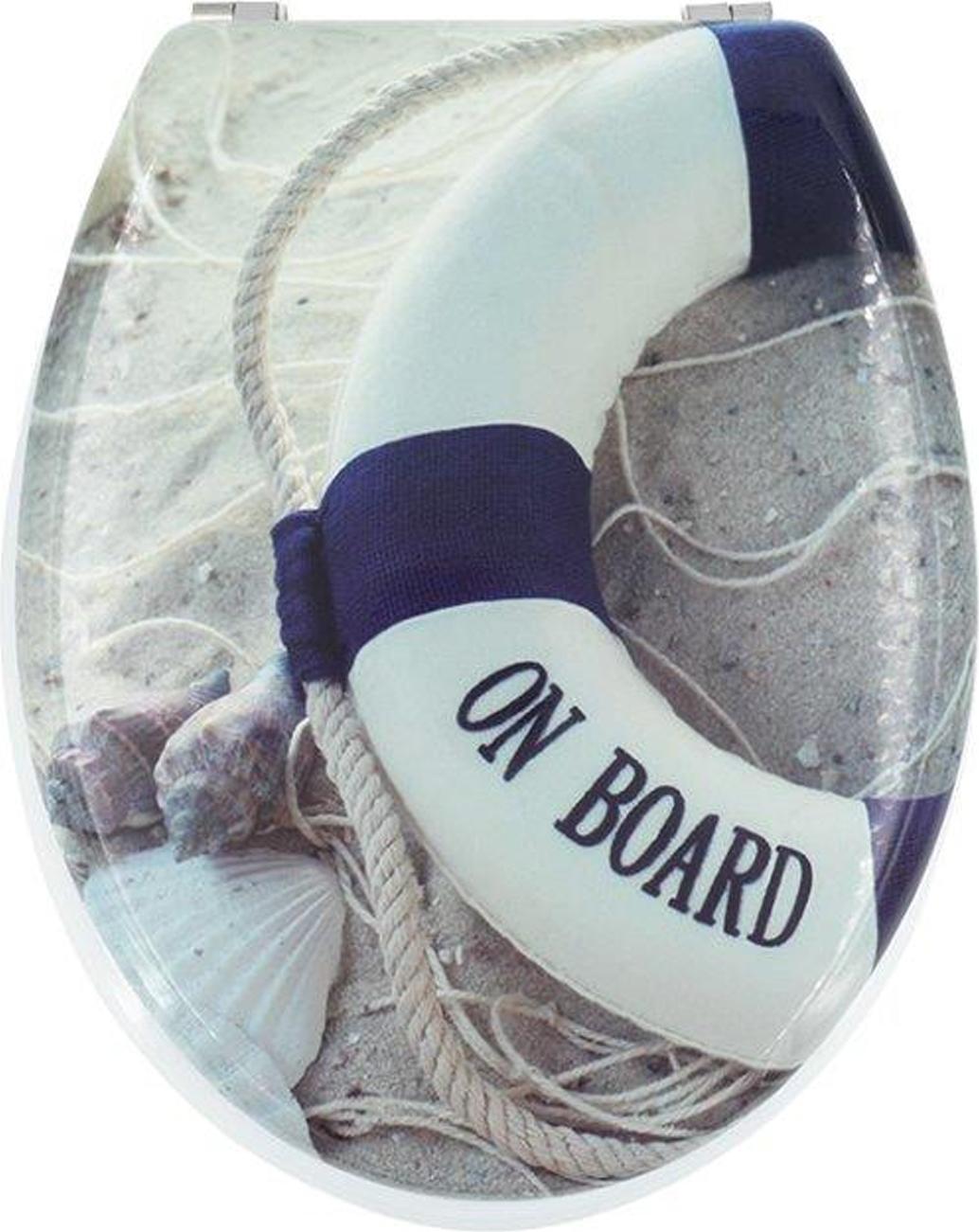 Michelino WC-Sitz On Board MDF feuchtigkeitsresistent Maritimes Motiv 45 x 36 cm