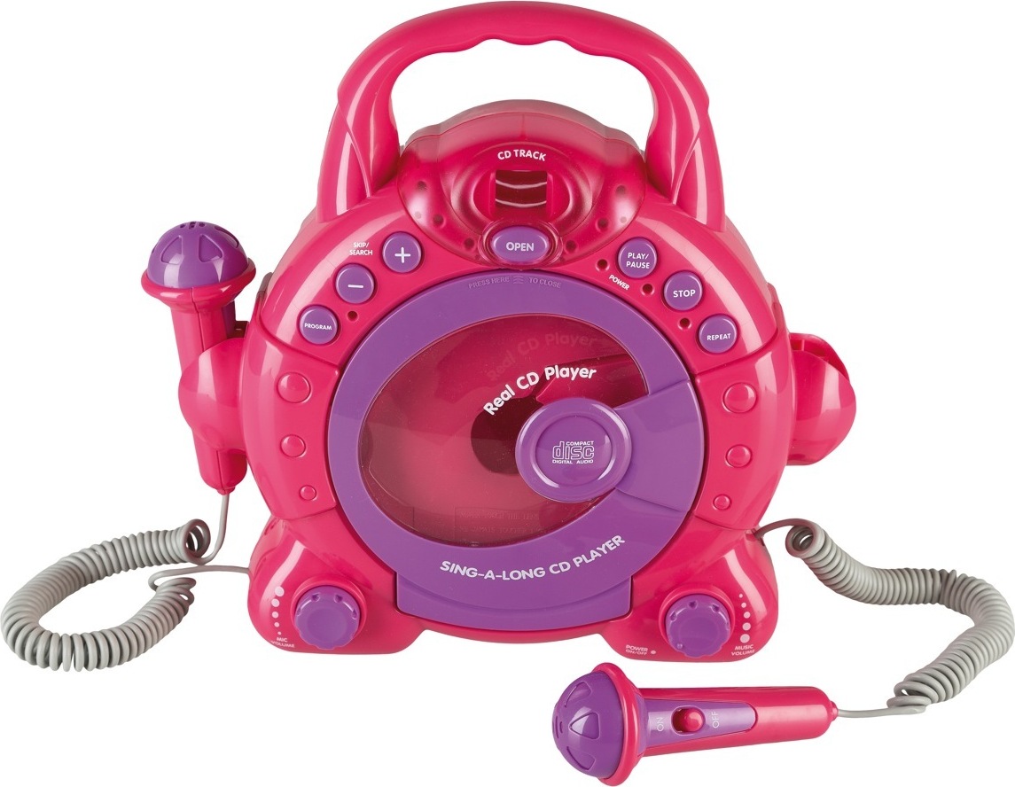 Idena Kinder-CD-Player, mit 2 Mikrofonen, pink und blau Farbe: Pink 40105 EOL