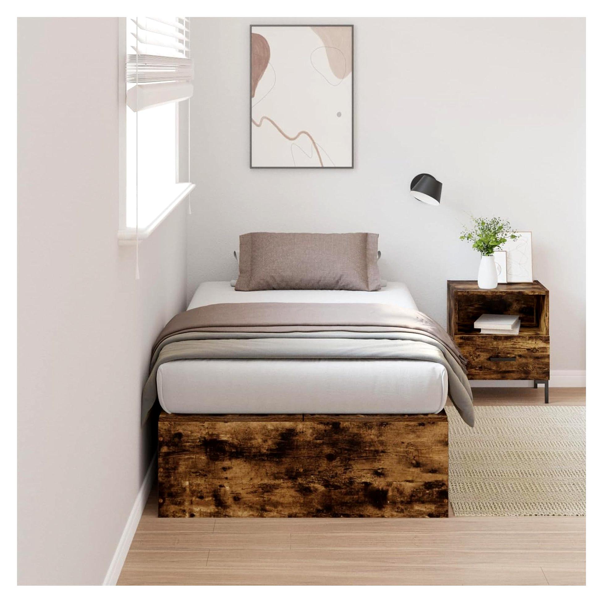 Markenlos Bettgestell aus Raucheiche, 90 x 190 cm