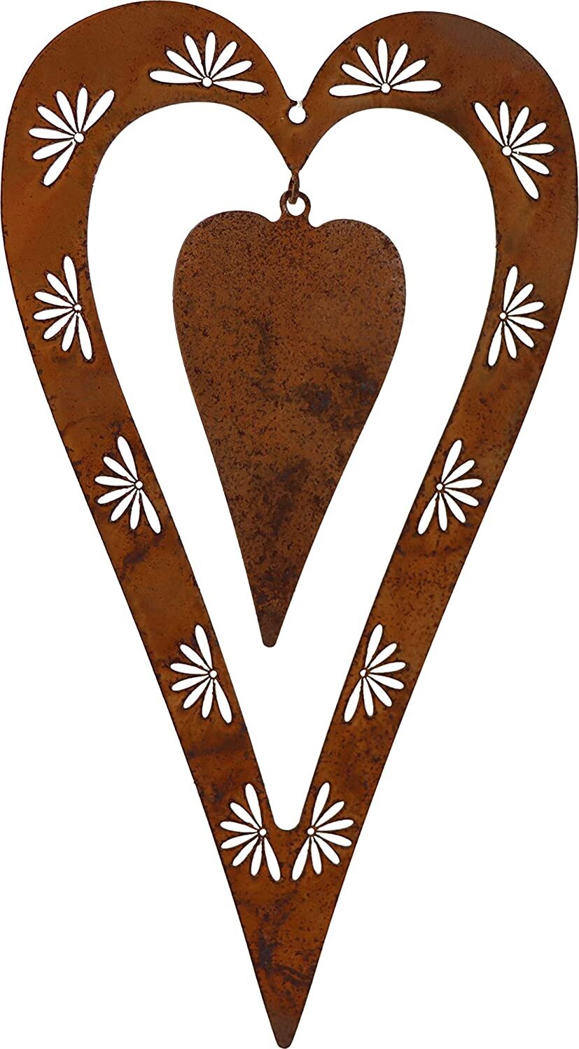 Rostikal Herz Deko zum aufängen 14 cm Fensterdeko Vintage Deko Hängdeko Fenster 1000908