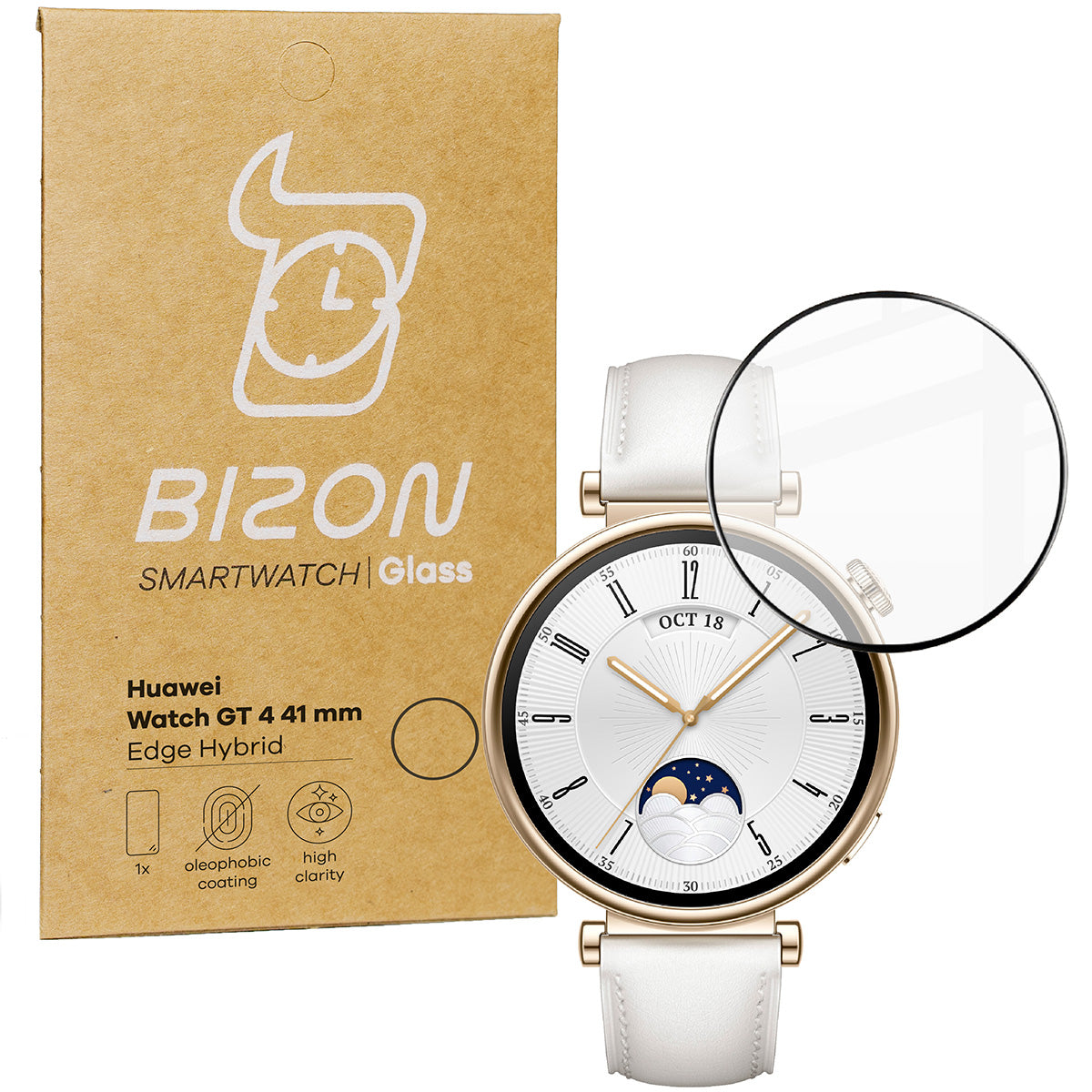 Bizon hybridné ochranné sklo hodinky sklo displej ochranné sklo pre Huawei Watch GT 4 41mm čierne