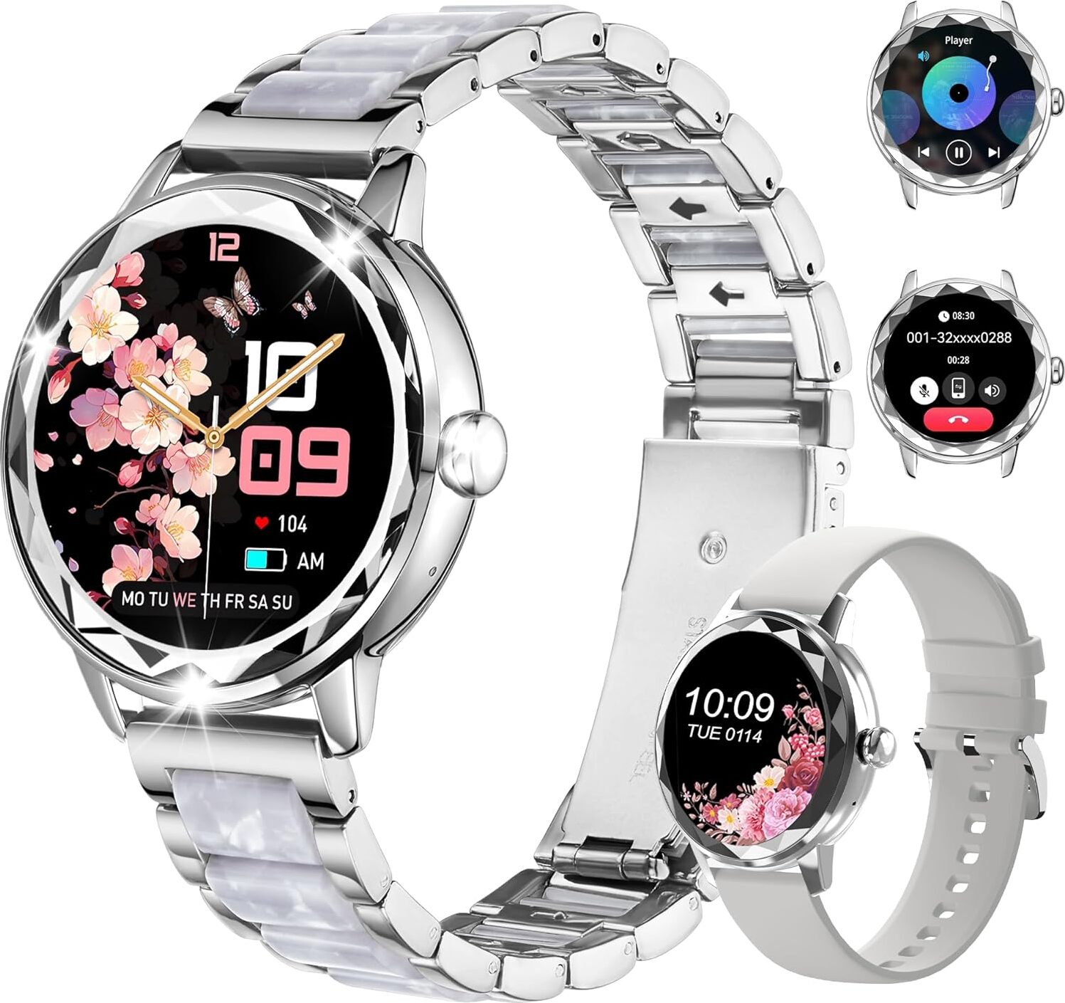 Homailida Smartwatch Ladies s funkciou volania, 123 športových režimov, vodotesnosť IP67, fitness hodinky, stav spánku, funkcie menštruačného cyklu