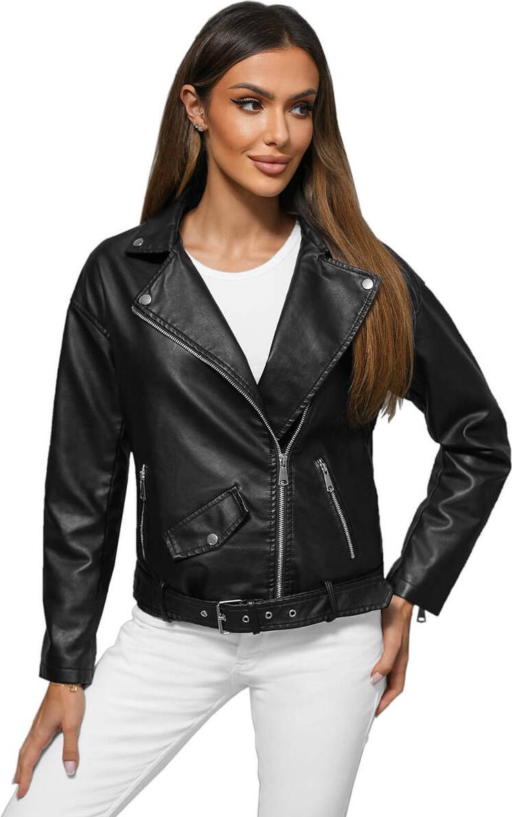 Damen Lederjacke Schwarz OZONEE JS/11Z8061 L