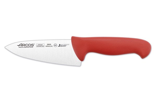 Kochmesser Arcos Farbe - Prof 292022 Edelstahl Nitrum und mango ergonomische rote Polypropylenklinge und 15 cm Klinge, Vitrine