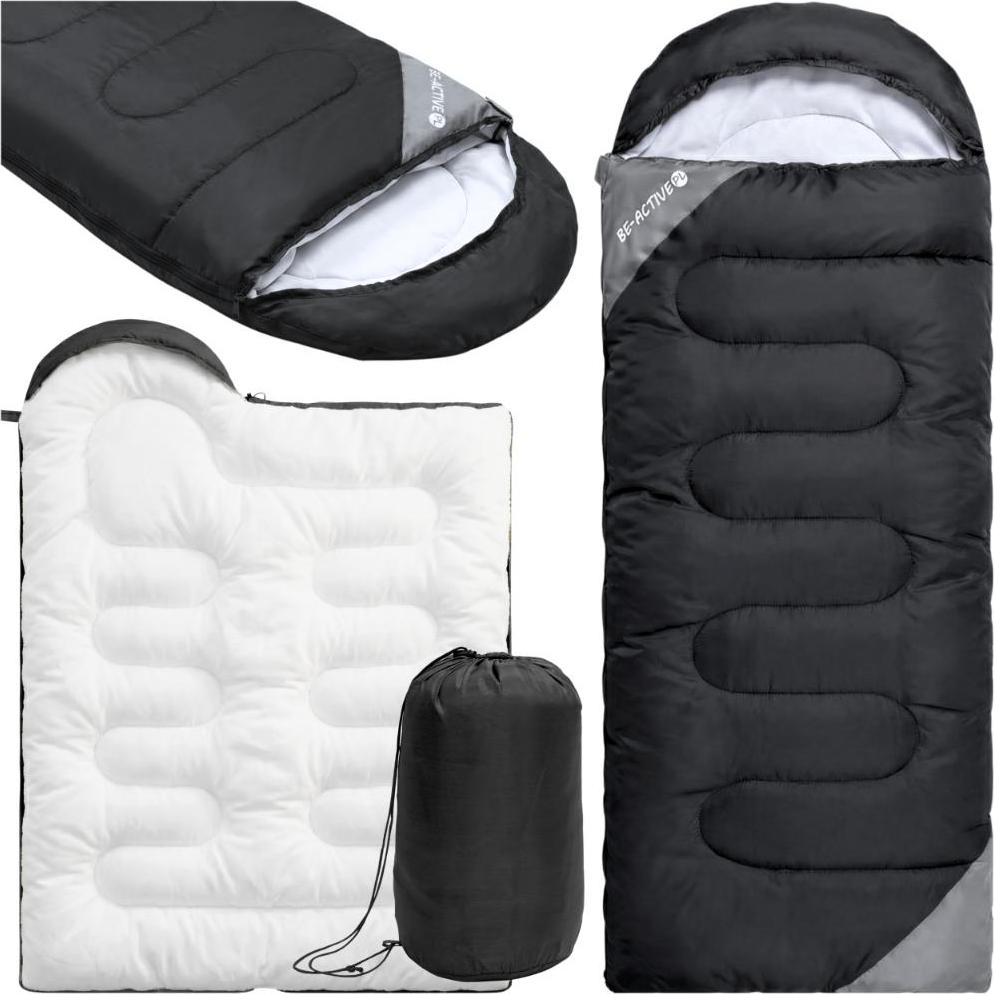 Sac De Couchage TravelHawk – 210x75 Cm, 3-4 Saisons, Confort 10°C-20°C, Nylon Ripstop, Microfibre, Noir, Léger, Avec Sac De Transport