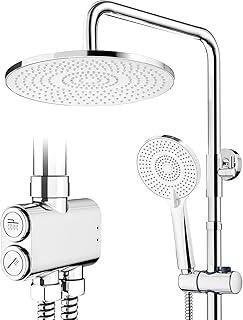 Rainsworth Regendusche ohne Armatur Chrome, 25 cm Rund Regendusche und 3 Strahlarten Duschkopf, Duschsystem, Duschsäule Duschset für Dusche