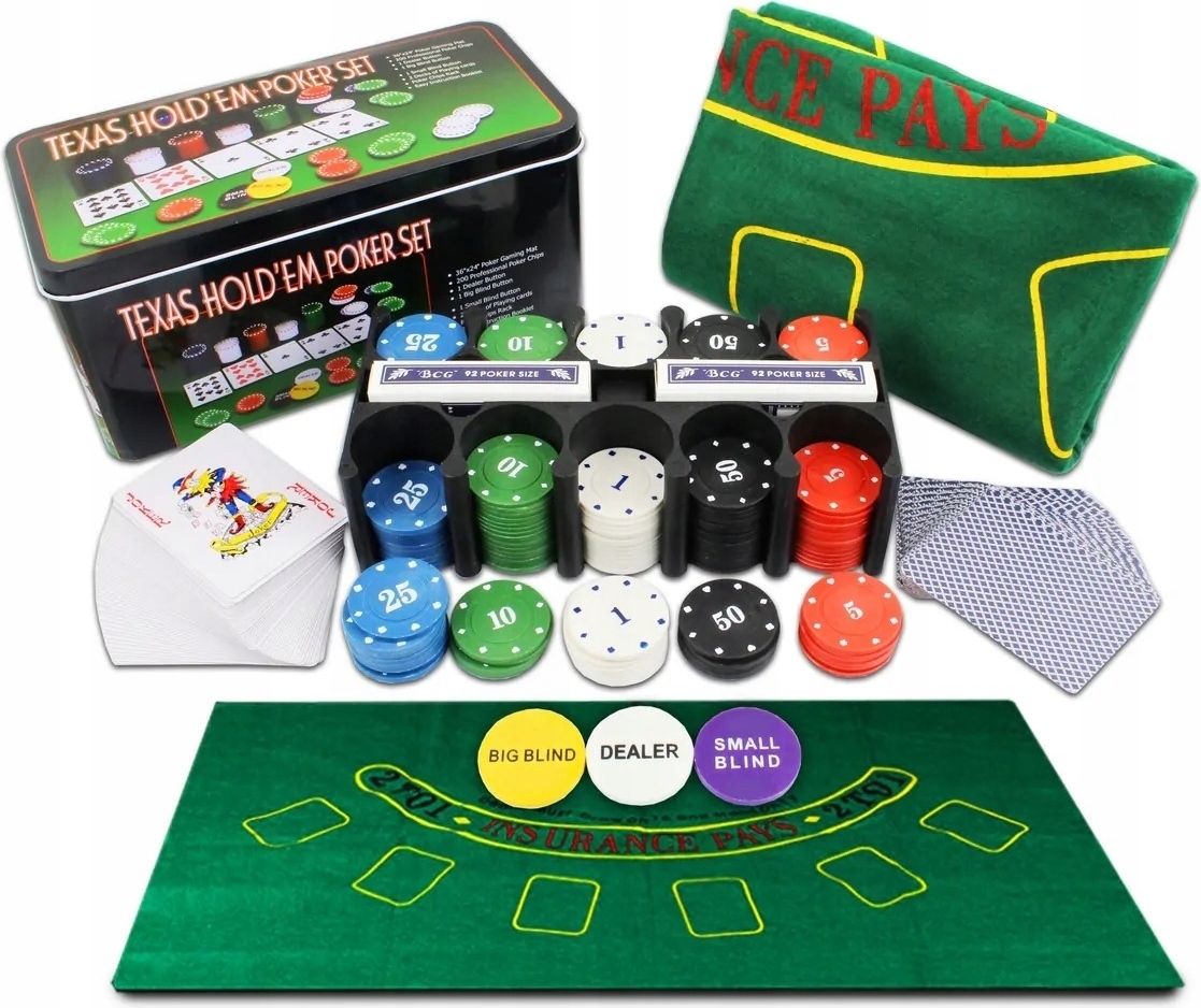 cenoman Poker- oder Würfelset im Etui, 200 Jetons, 2 Kartendecks