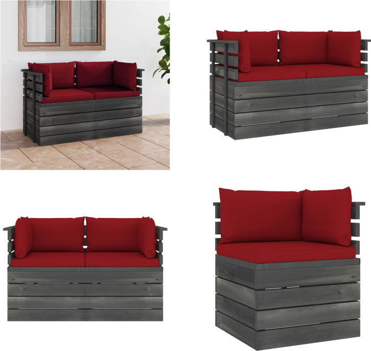 vidaXL Záhradná 2-miestna pohovka z paliet s vankúšmi z masívnej borovice - Pohovka z paliet - 2-miestna pohovka - 2-miestne pohovky