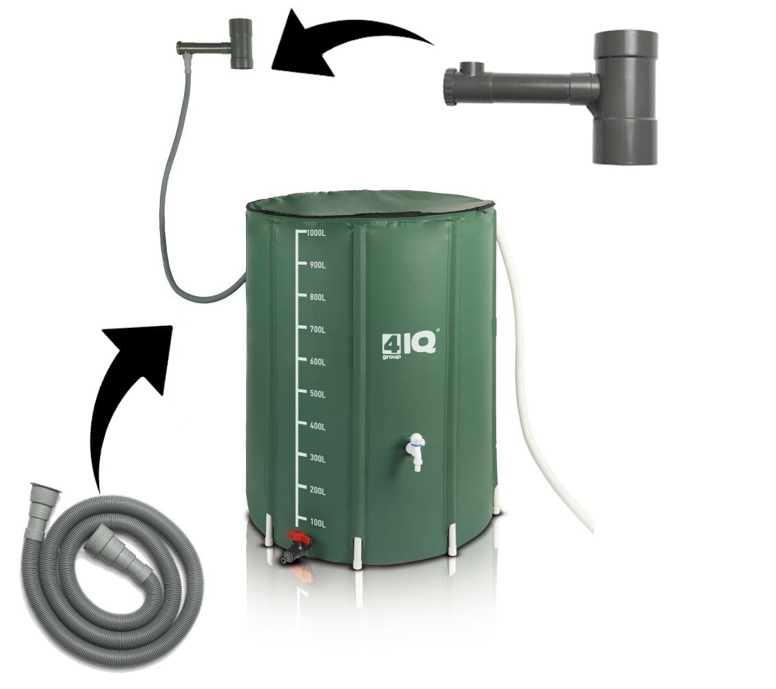 4IQ Group 4iQ Faltbarer Garten Regenwassertank 1000 L mit Regenwasserauffangsystem Z005760