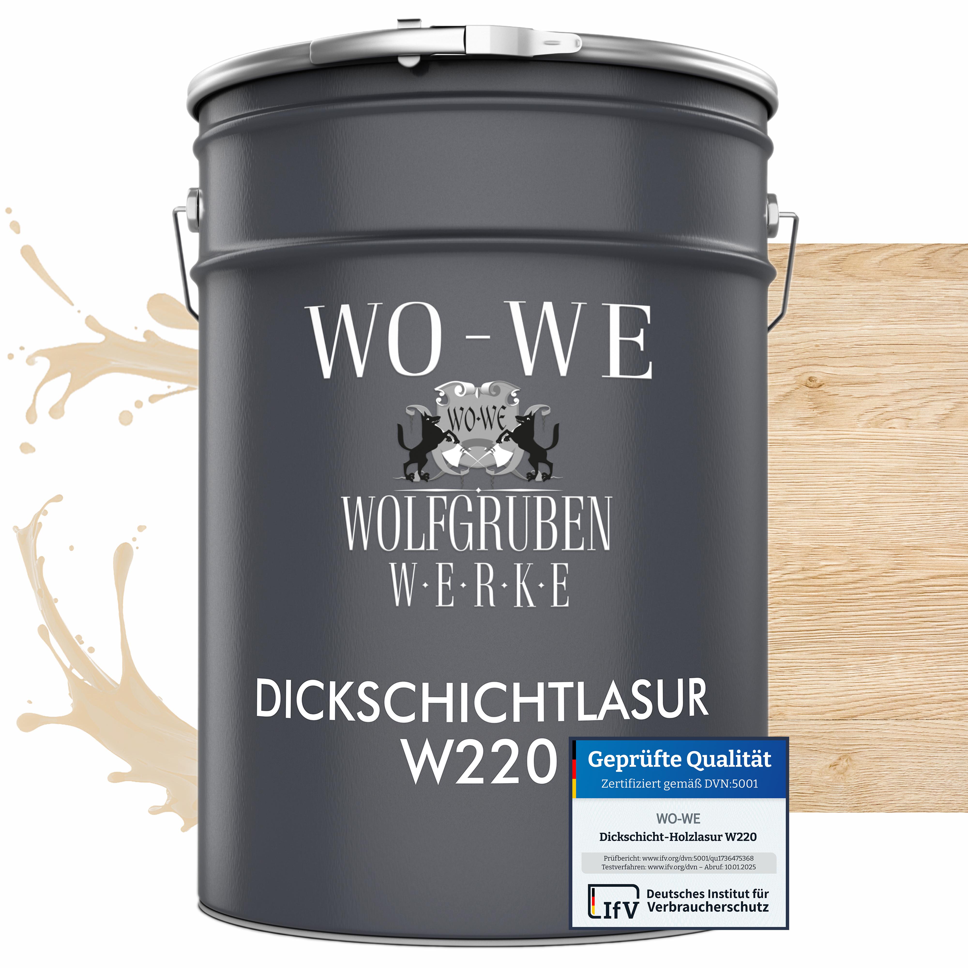 WO-WE Dickschichtlasur 2in1 Holzlasur Holzschutzlasur außen und innen W220 Farblos - 2,5L