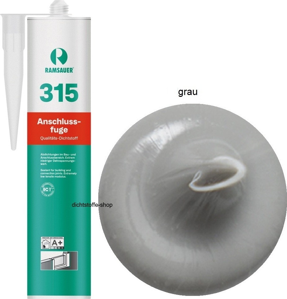 Ramsauer GmbH&Co.KG Ramsauer 315 Anschlussfuge 1K Silicon Dichtstoff 310ml Kartusche grau 14003060