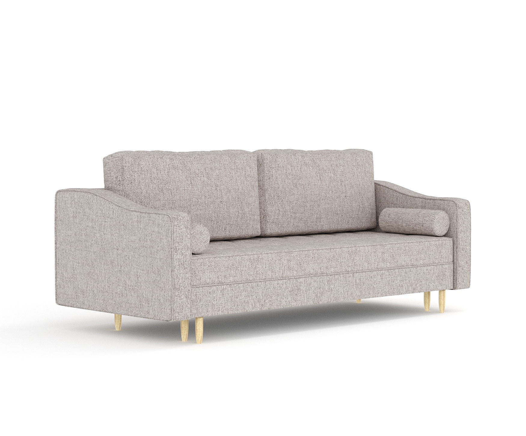 Schlafsofa Livia Interiors Zyia 218x103 cm, Sofa mit Schlaffunktion und Bettkasten, 3-Personen Sofa, Sofabett, Hohe Beine, Webstoff Neve, Hellbraun ZYIA_F1_NEV13_L26