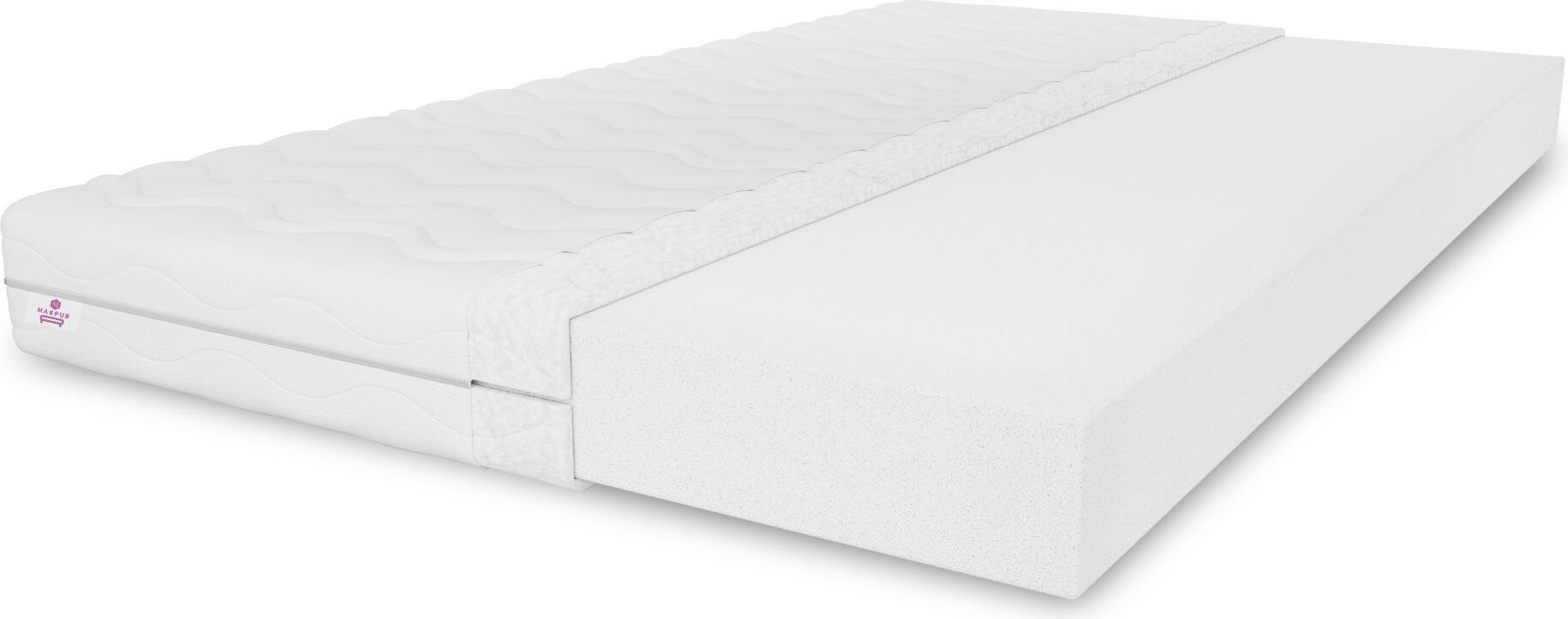 KamaMoebel Schaummatratze Dortmund 100x200x10 cm, Doppelseitige-Matratze Härtegrad H3, gesteppter Weiß Bezug Materac Selekt 100x200x10 FALA