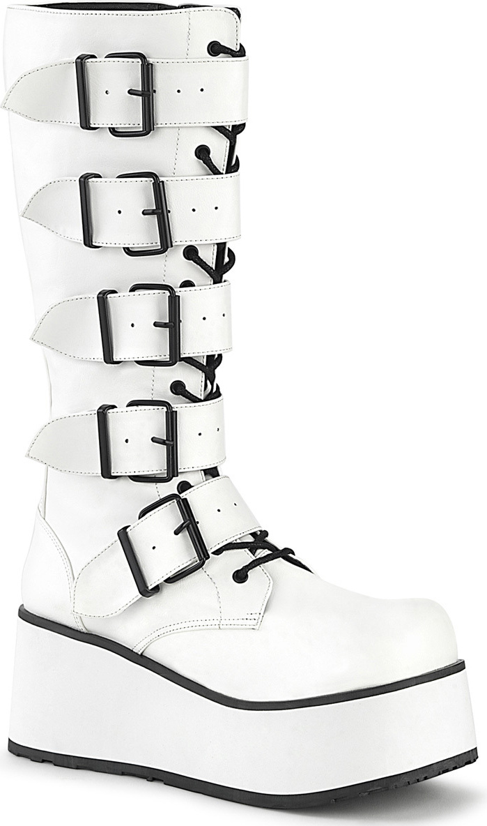 TRASHVILLE-518 Dámske čižmy DemoniaCult, White , EU 36, US 4