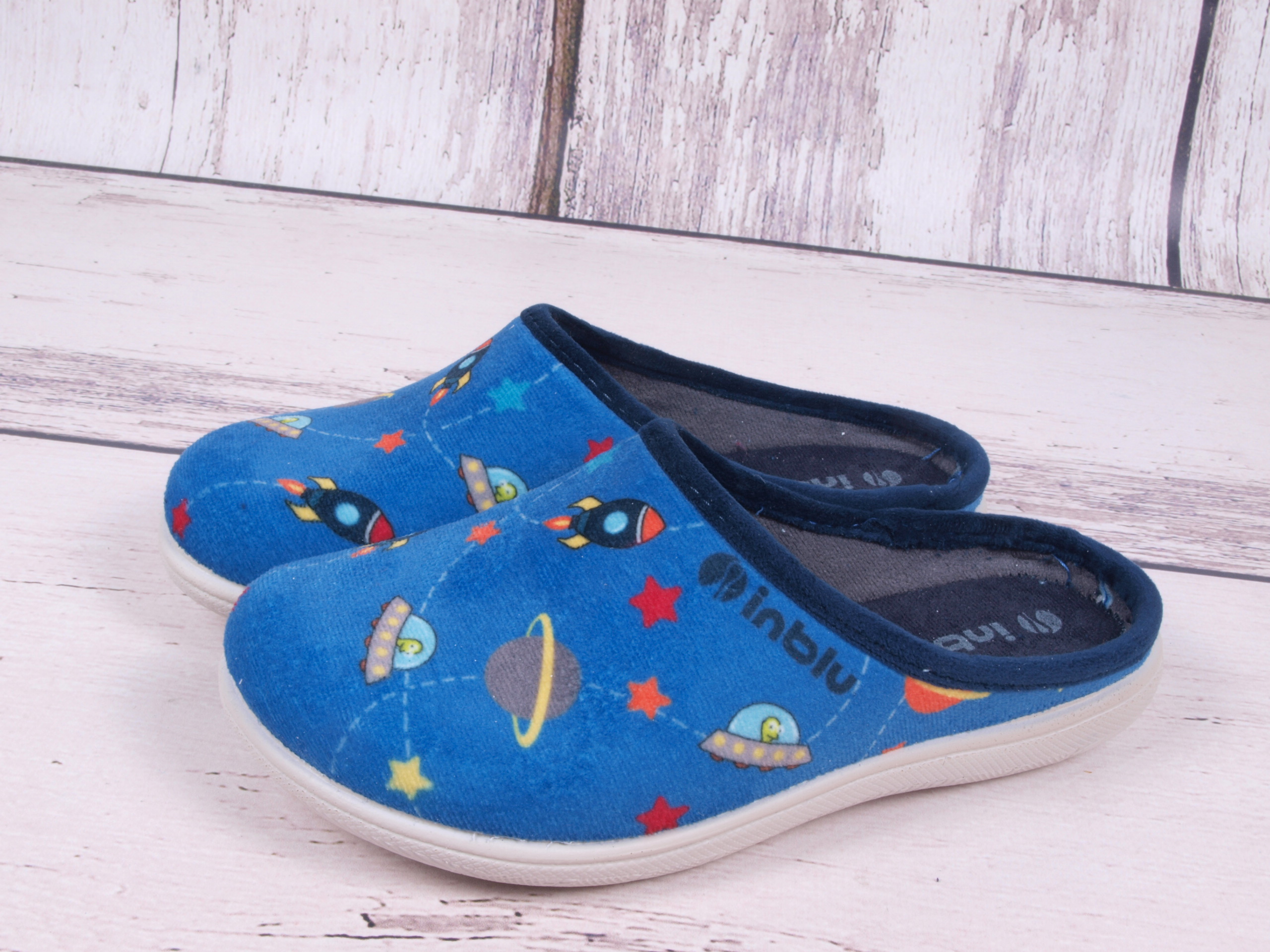 INBLU Kinder Hausschuhe bequeme Kosmonaut Blau 32