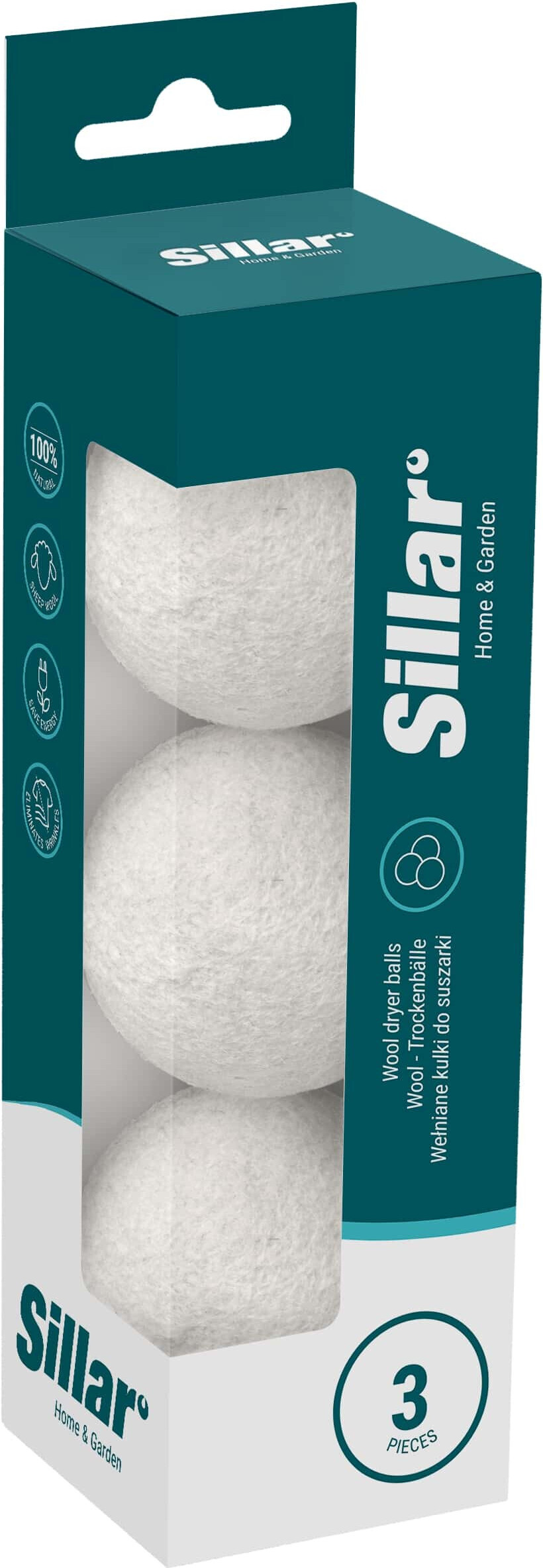 Sillar Wollkugeln für Wäschetrockner – 3 Stück aus 100% Naturwolle SIL182