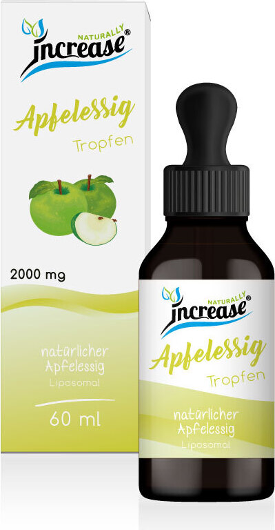 Increase Liposomale Apfelessig Tropfen hochdosiert - (60.000mg Apfelessig pro Packung) 2000mg Apfelessig pro Tagesdosis mit Vitamin B9 und Vitamin B12 - MCT Öl