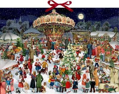 Nástenný adventný kalendár - Nostalgický vianočný trh
