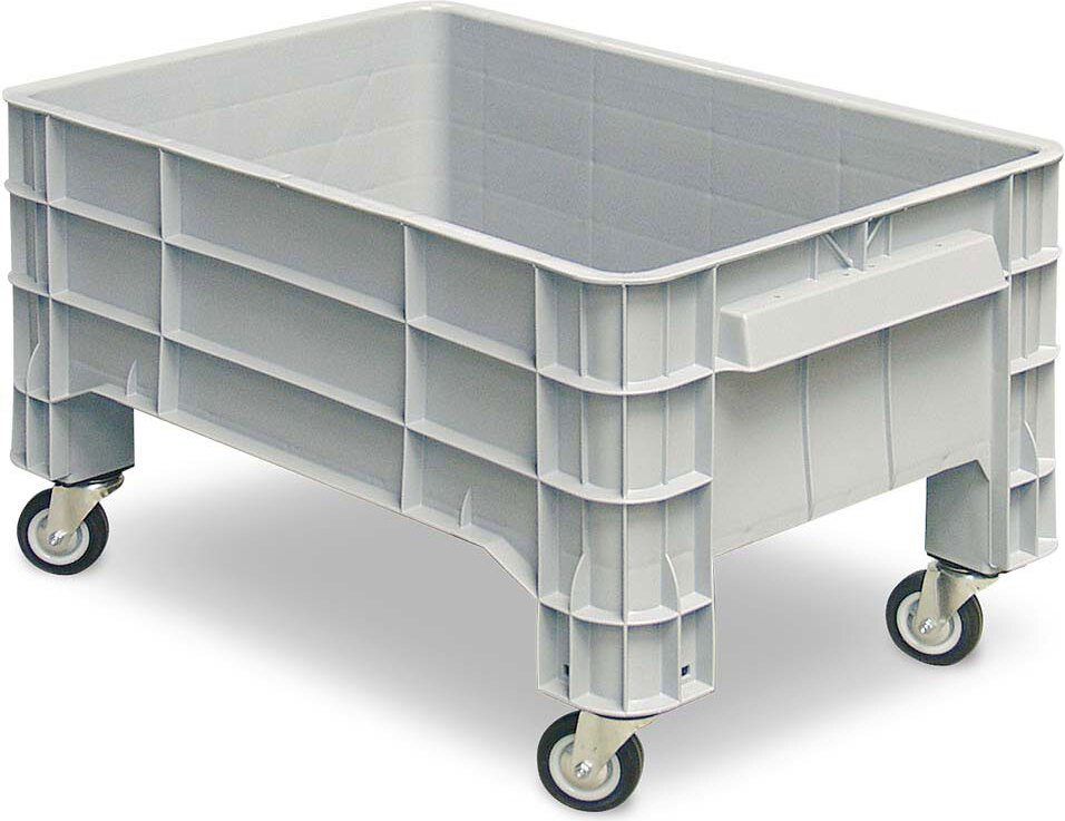 Rollbehälter 150 Liter, LxBxH 1030 x 630 x 440/560 mm, grau