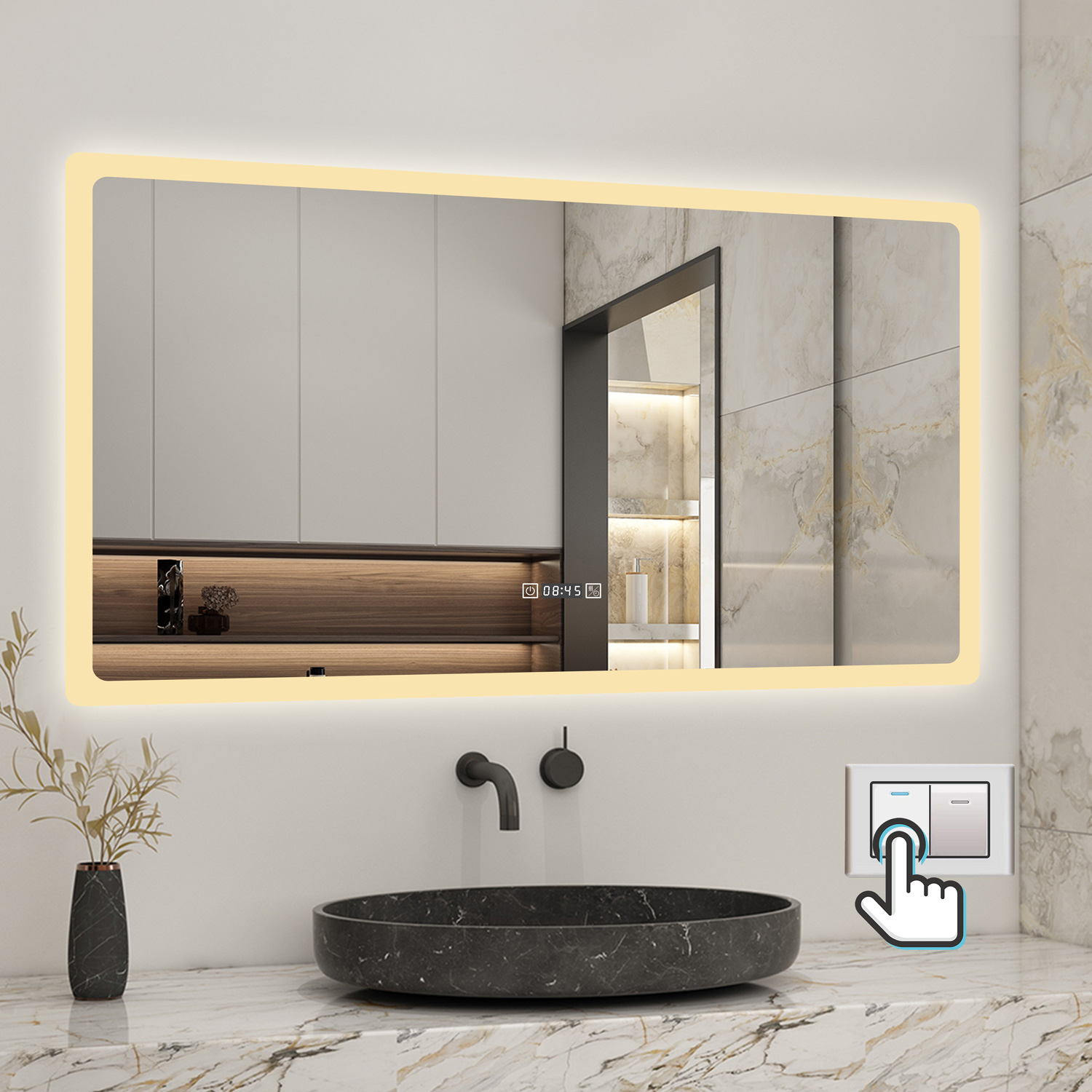 Badspiegel mit LED Beleuchtung Kosmetikspiegel - AQUABATOS