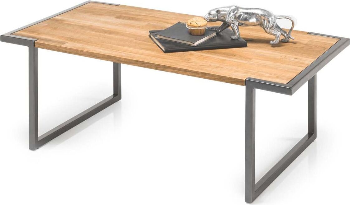 MS Wohnstudio Couchtisch VANCOUVER 110 x 60 Eiche Massivholz mit Metallgestell 83-744-07