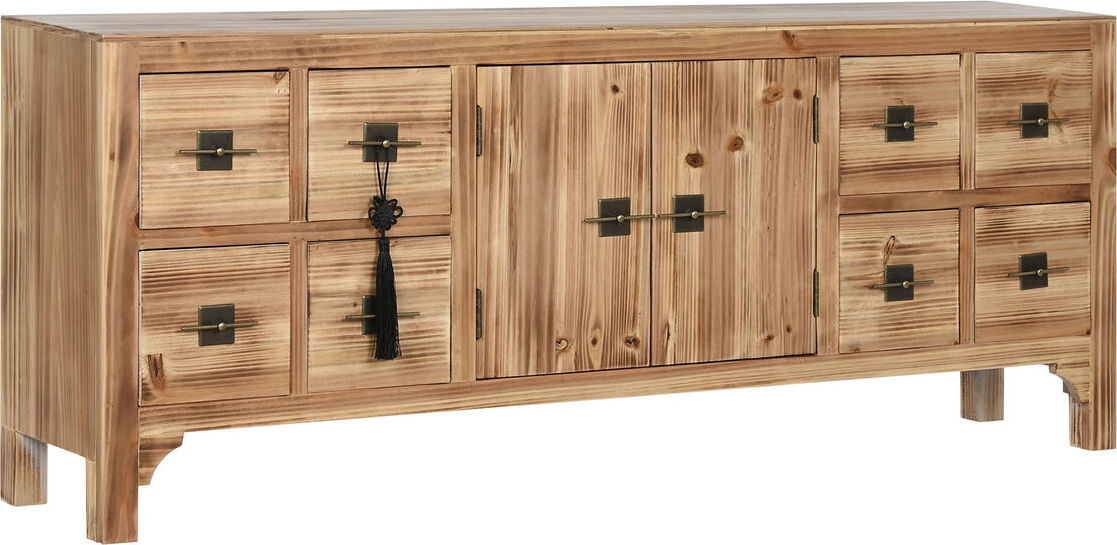TV-Möbel Home ESPRIT Schwarz natürlich Tanne Holz MDF 130 x 24 x 51 cm METI_MB214489