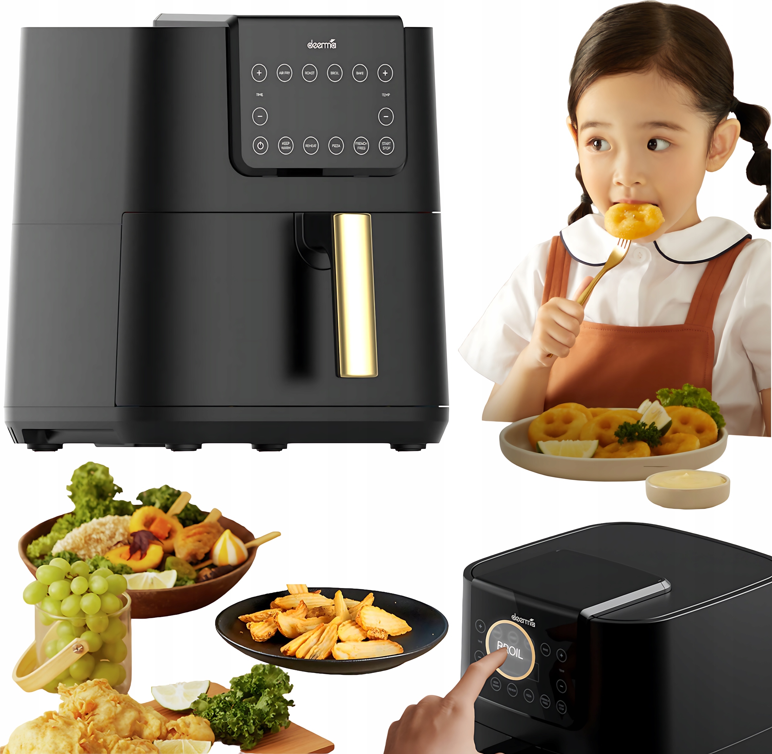 Deerma Kz120 7.5L Fettfreie Friteuse - 1700W Luftfriteuse Lcd Timer BELLA-B-1622