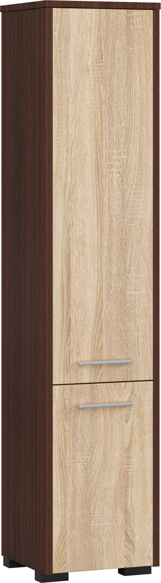 Akord Badezimmersäule FIN Wenge 30 cm 2 Türen Front Sonoma Eiche B30xH140xT30 cm OP0LLAZVENSON
