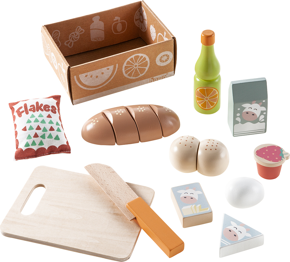 Howa Set Alimentari Giocattolo In Legno 11 Pezzi – Tagliere, Cibo E Scatola Per Cucina Giocattolo