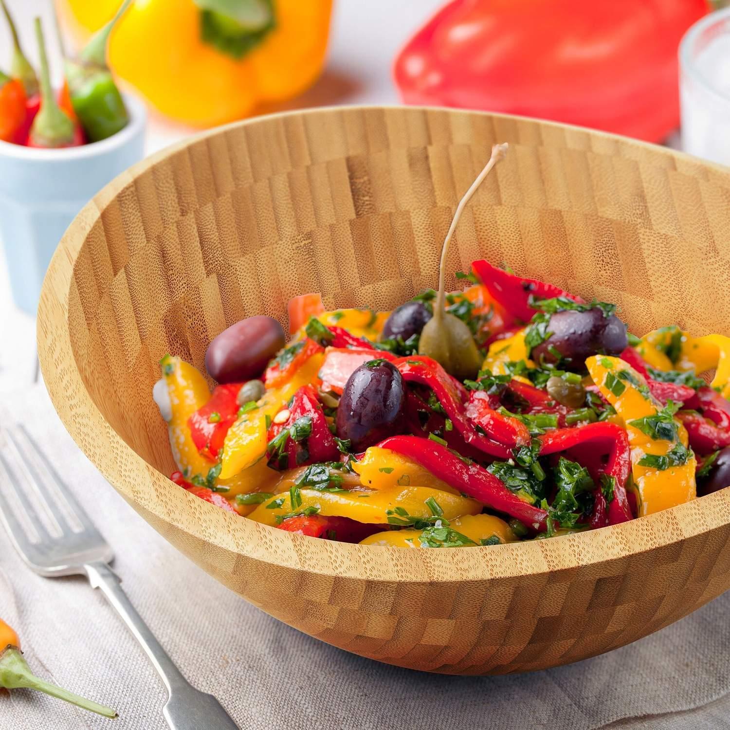 Northix Ovale Salatschüssel aus Bambus - Natürlich, leicht zu reinigen