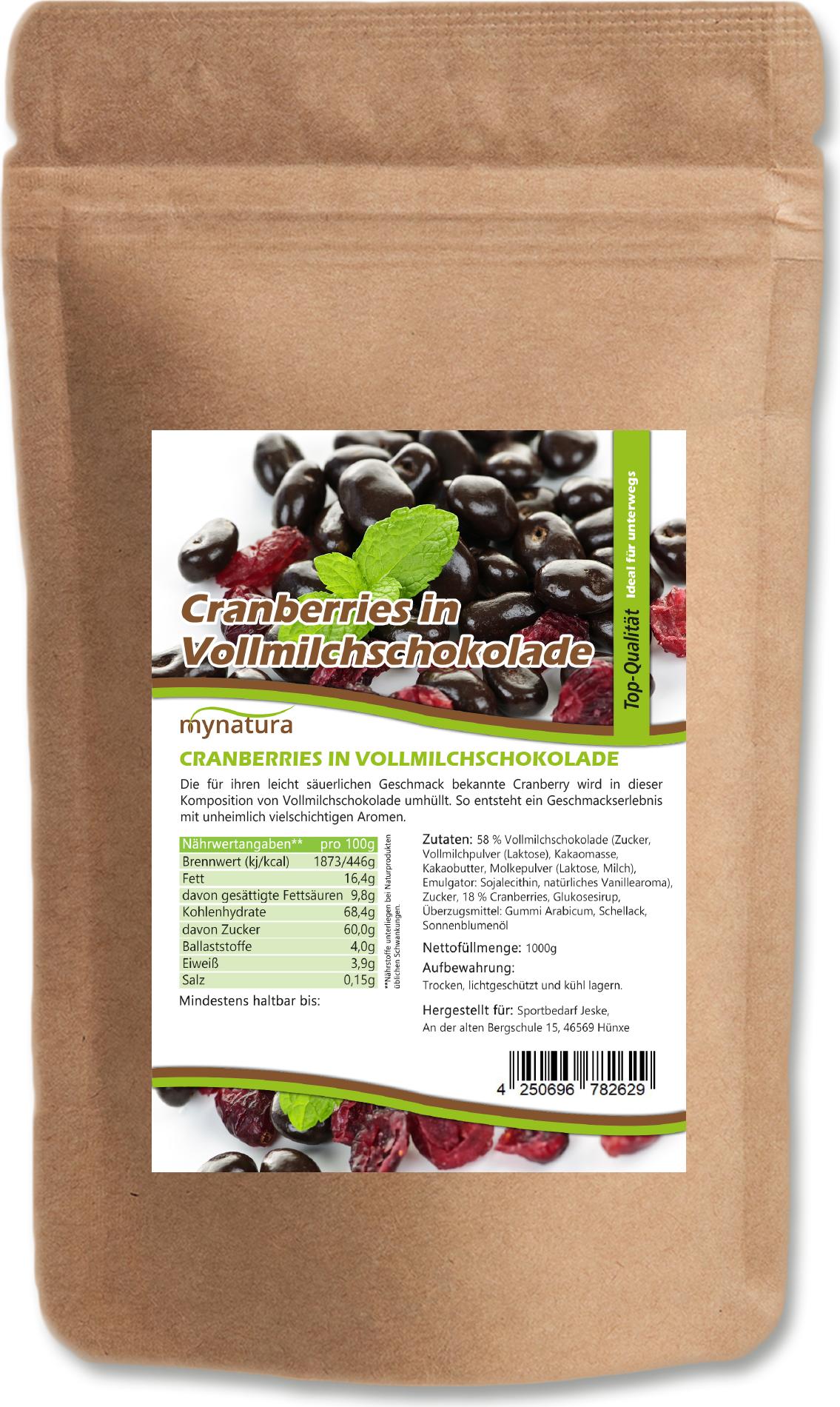 My natura Cranberries mit Vollmilchschokolade – Fruchtig-schokoladiger Snack & Backzutat UG-TTJ1-8915
