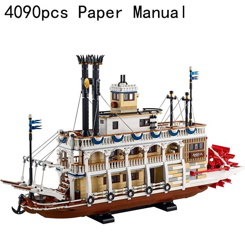 StarTech Raddampfer Flussschiff - Klemmbausteine Bausatz - 4090 Teile - Ohne Box - Kleine Steine - ABS-Kunststoff - Ab 14 Jahren - Rot