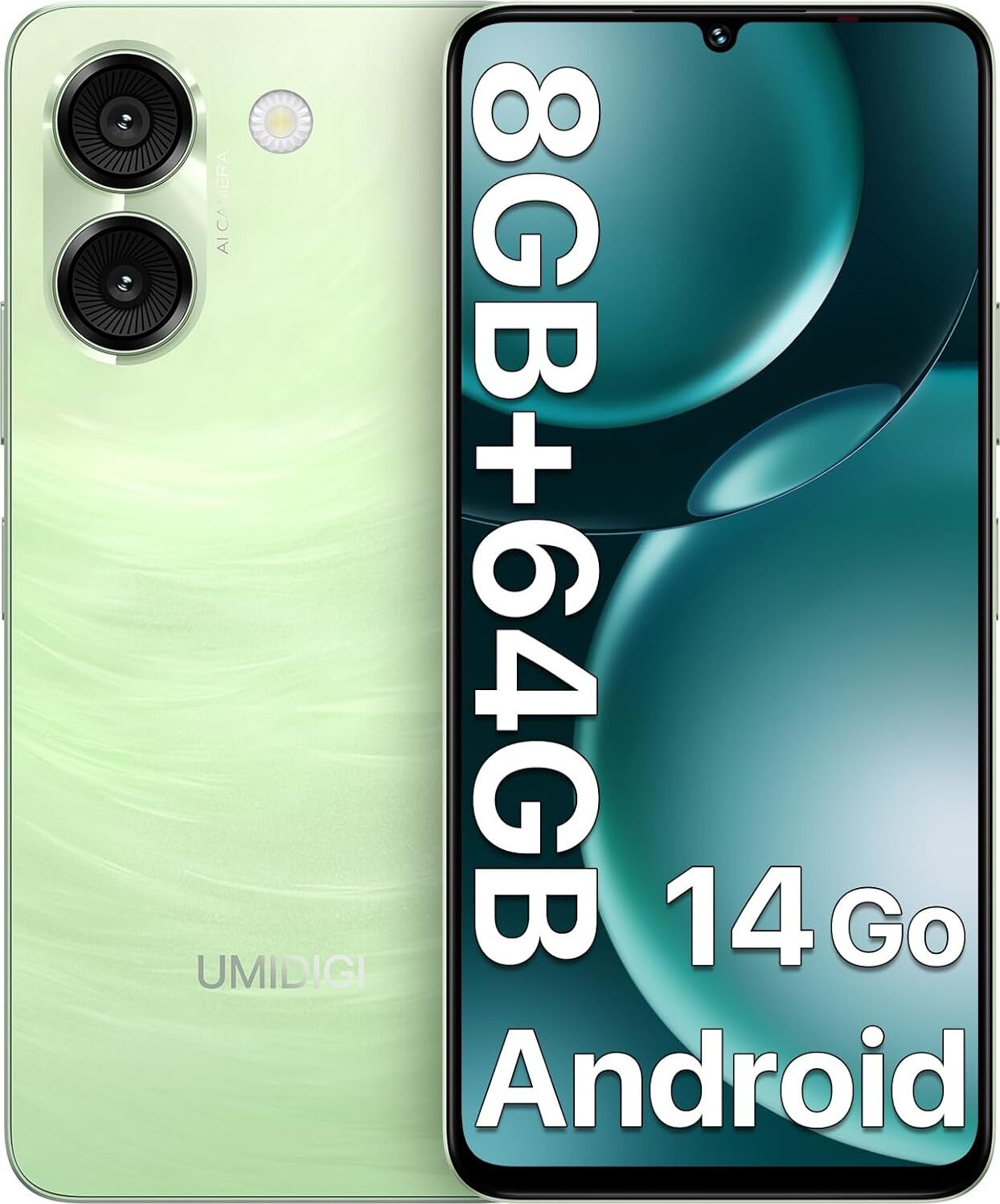 UmIdigi G9A Smartphone, Android 14 Go Mobiltelefon ohne Vertrag, 8 GB + 64 GB/1 TB Telefon, 6,75 Zoll HD-Display, 4G Dual Simlock-freie Telefone,