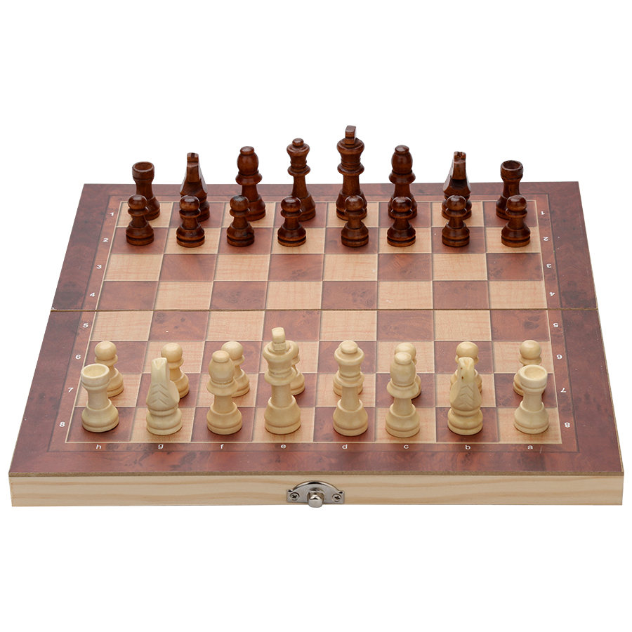 Schach Holz Schachspiel für Drei 32 x 28 x 4 cm 