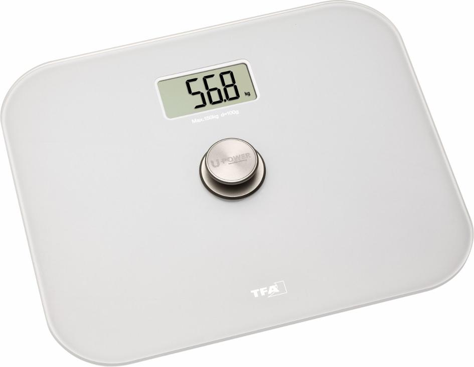 TFA Dostmann TFA 50.1014.02 ECO STEP Elektronische Personenwaage, max. 150 kg Tragkraft, LCD-Infodisplay, automatische Personenerkennung