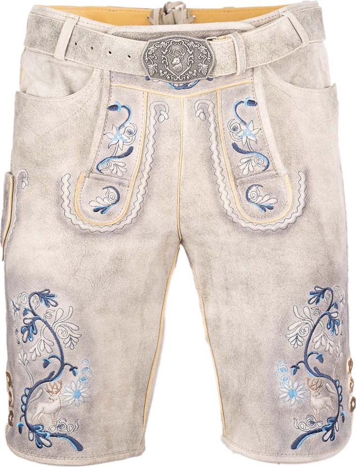 Maddox Lederhose kurz Fleesensee ivory blau 46