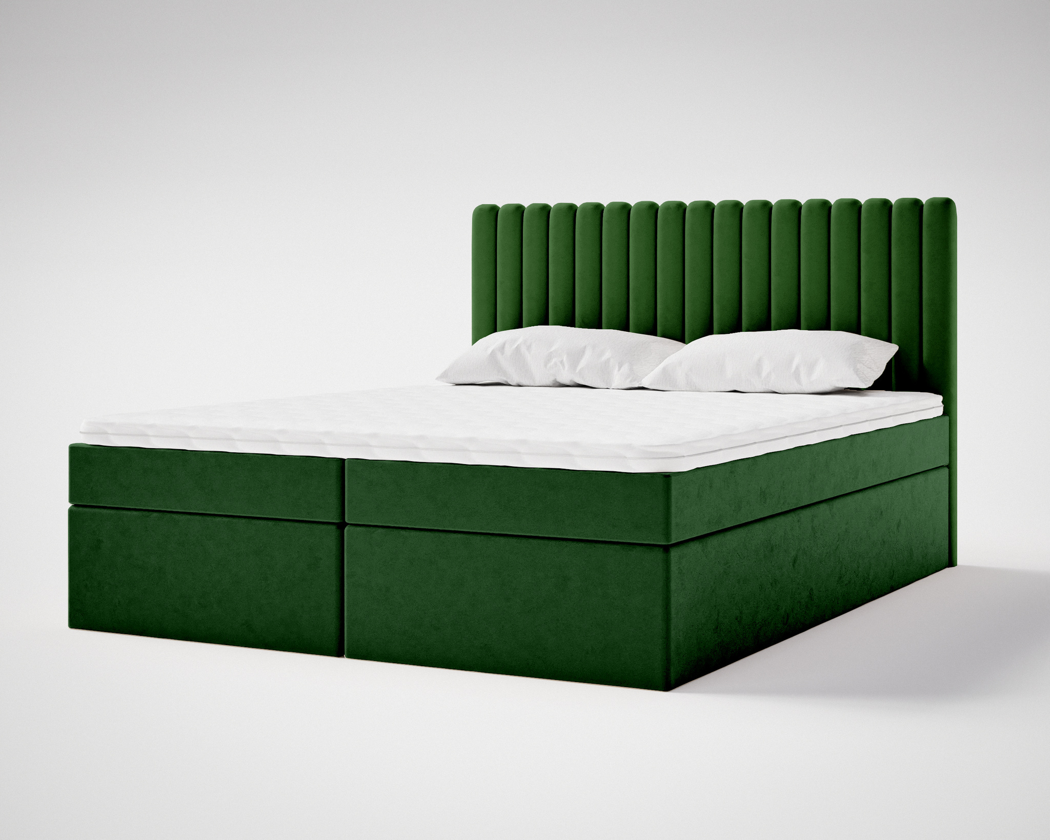 Posteľ s pružinovým boxom 140x200 Daliro - Čalúnená posteľ s lamelovým roštom a podnožou - Bonellový matrac, topper - Manželská posteľ, posteľ do spálne - Zamatová látka (zelená - Magic Velvet 2225)