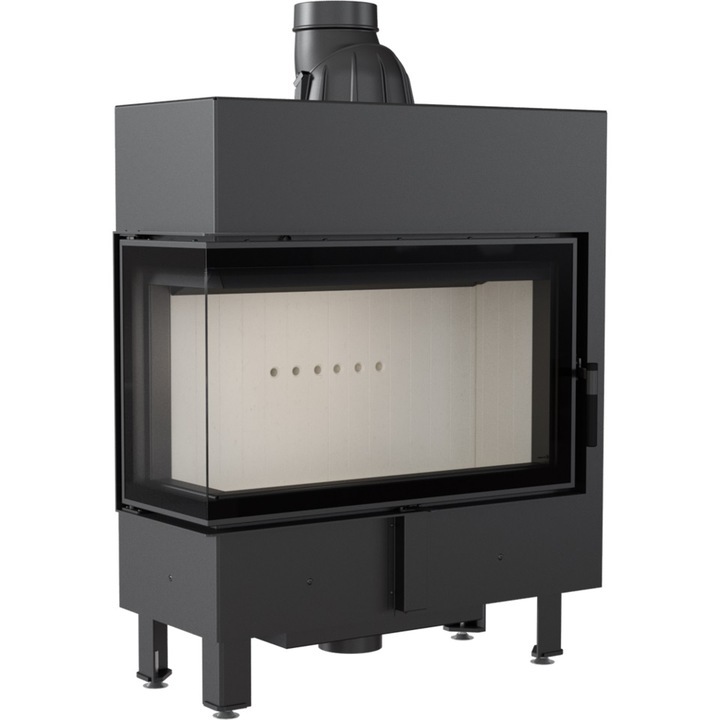 Oceľový krb KRATKI LUCY SLIM ľavý 10 kW Ø 160 samozatváracie dvierka