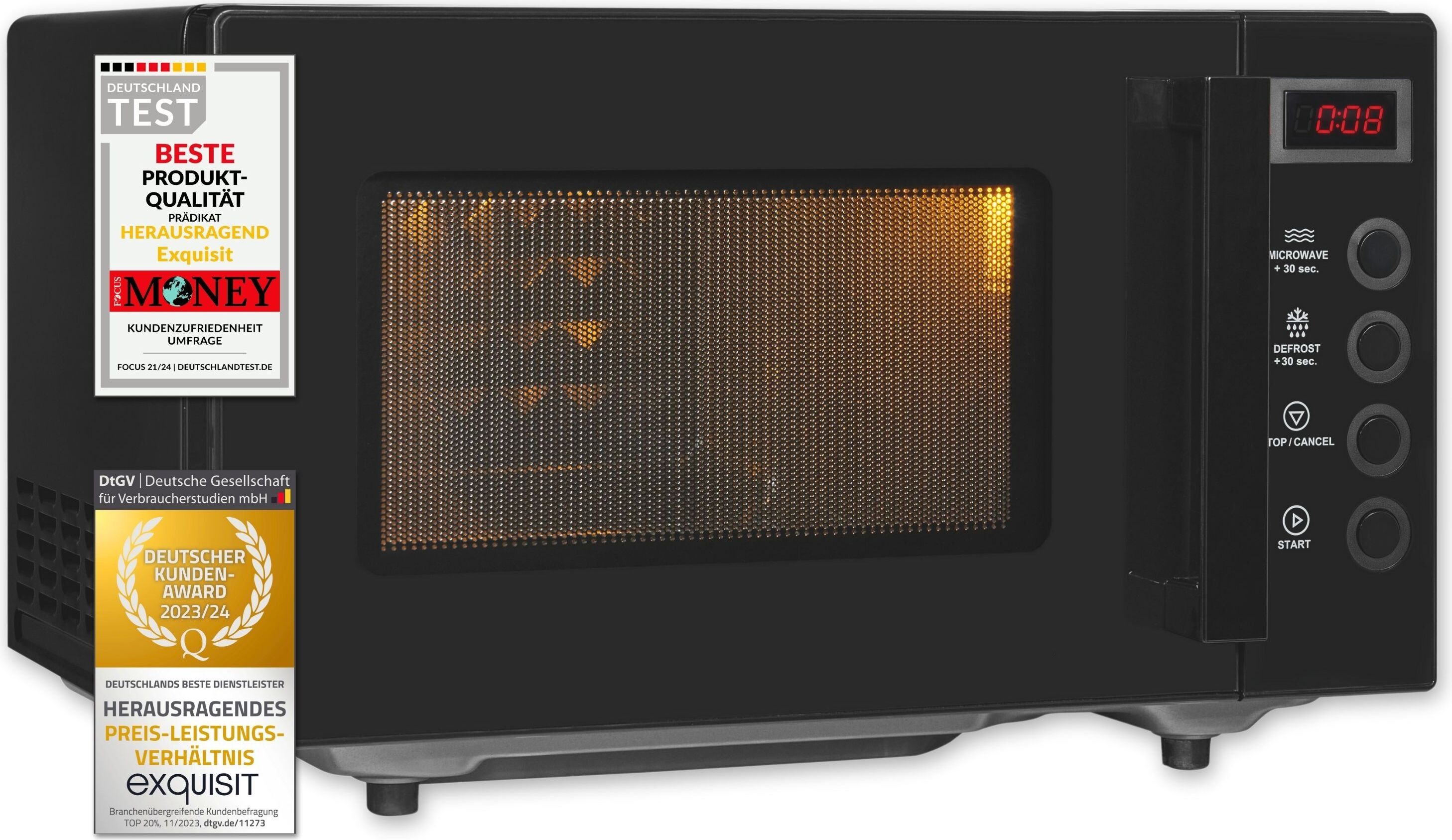 Exquisit MW7020-F-030DIs, Na pracovnú dosku, Sólo mikrovlnná rúra, 20 L, 1150 W, Vstavaný displej, Tlačidlá