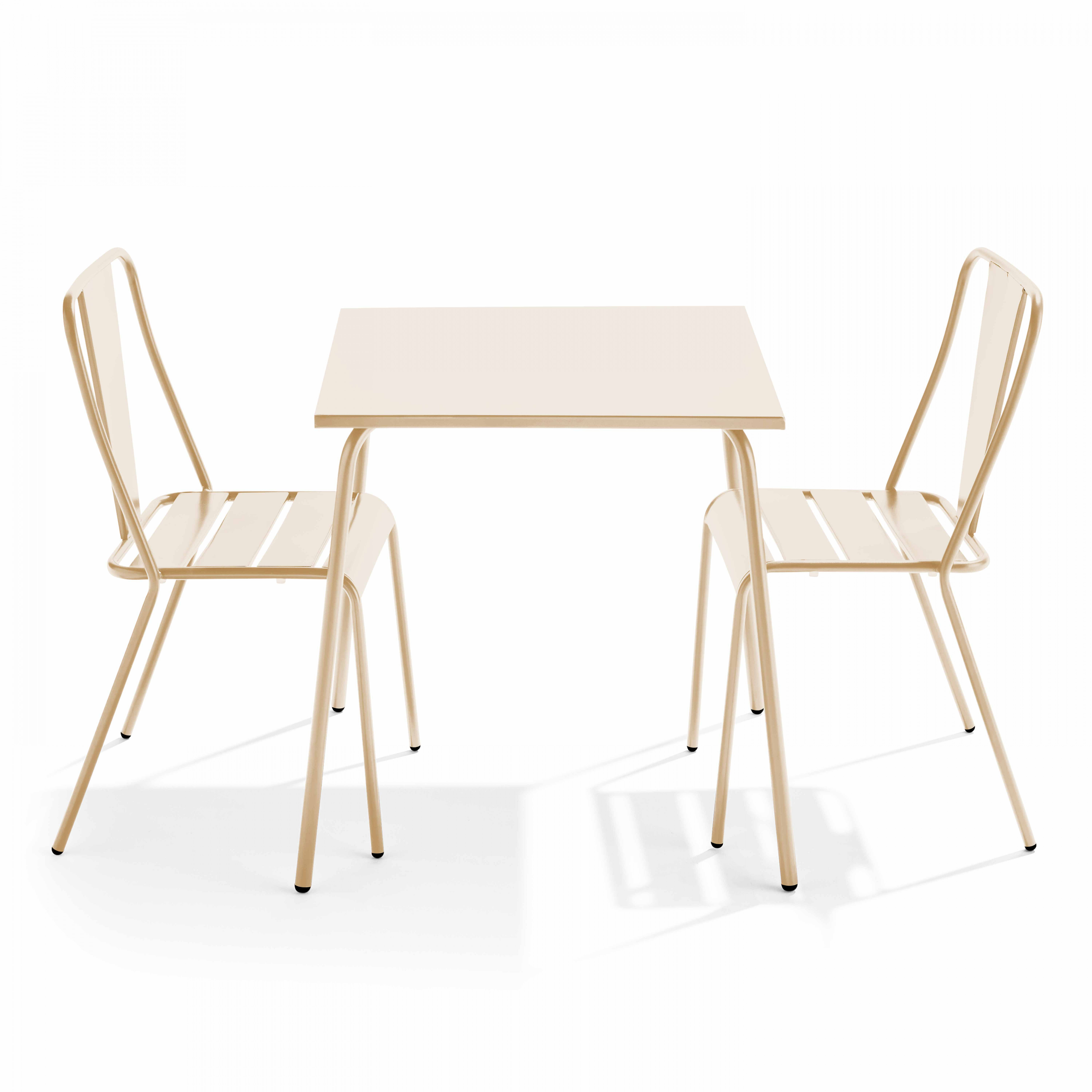 Stuhl Gartentisch und 2 Bistrostühle in Elfenbein - Oviala Palavas 109450