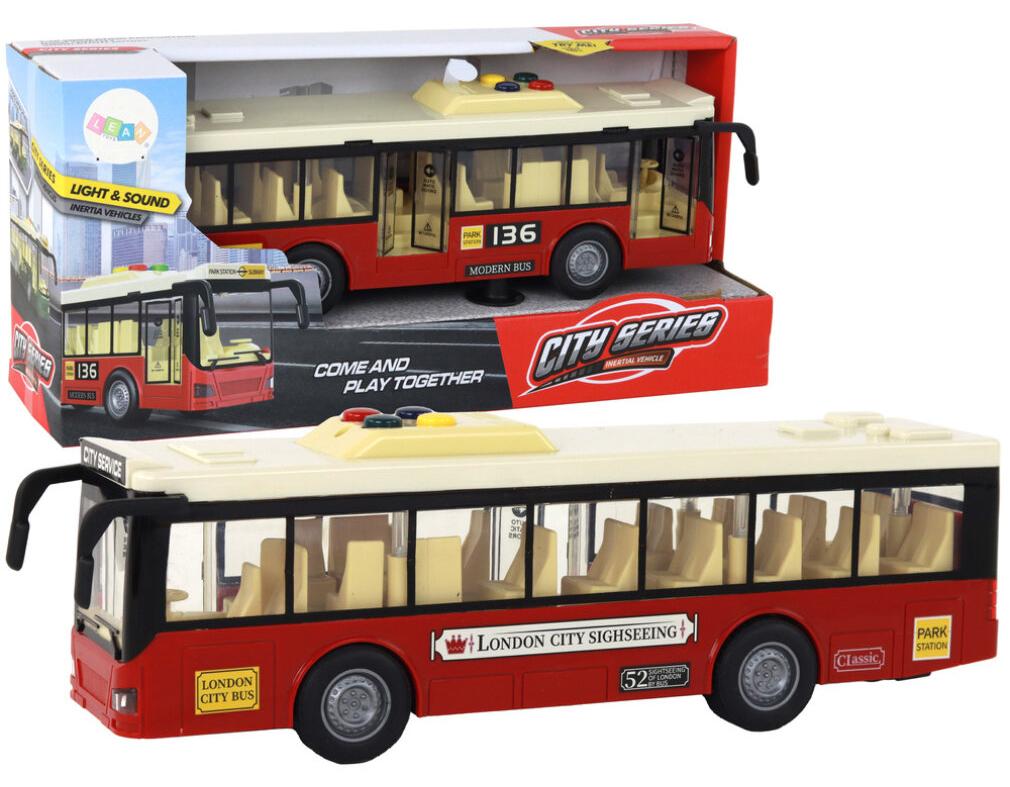 Lean Toys Autobus Na Baterie ?wiat?a D?wi?ki Czerwony Miejski 1:16 LTY-16959-uniw