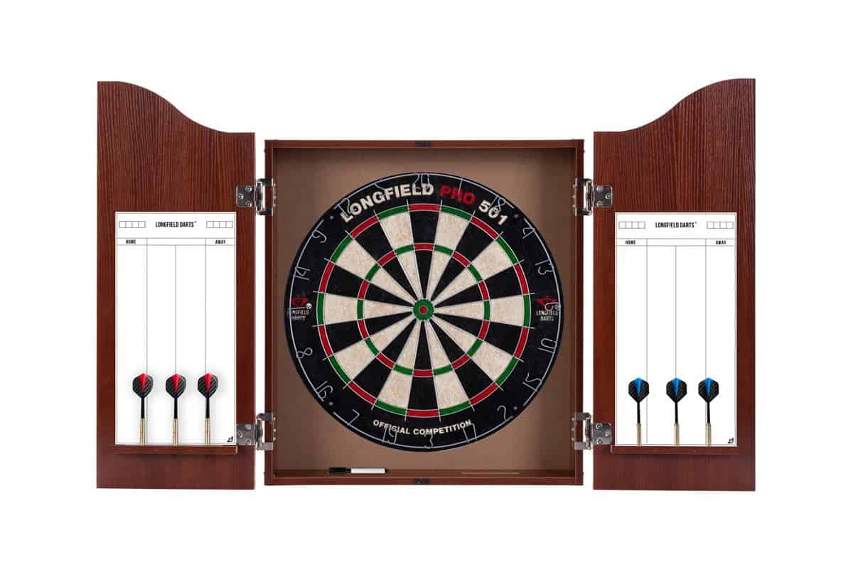 Longfield Games Longfield Darts Holzschrank Komplettset – Rot/Braun