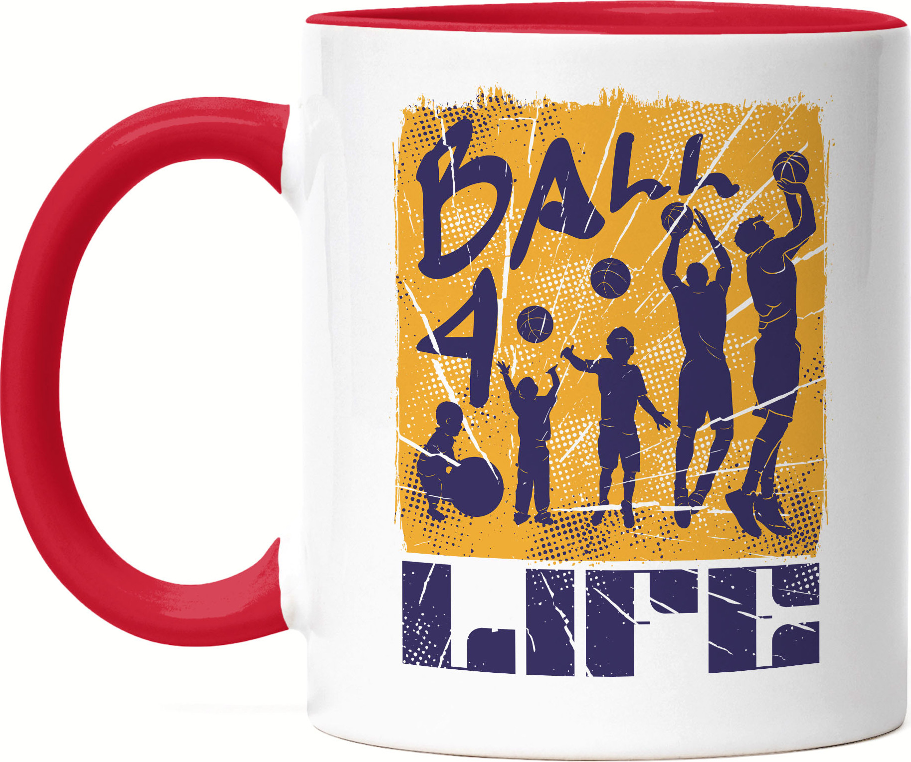 Hey!Print Basketball Tasse Rot Leben Sport Spieler Korb Teamsport Gewinner Ballsport Jersey Team Mannschaftssport HP-1791-T-Rot